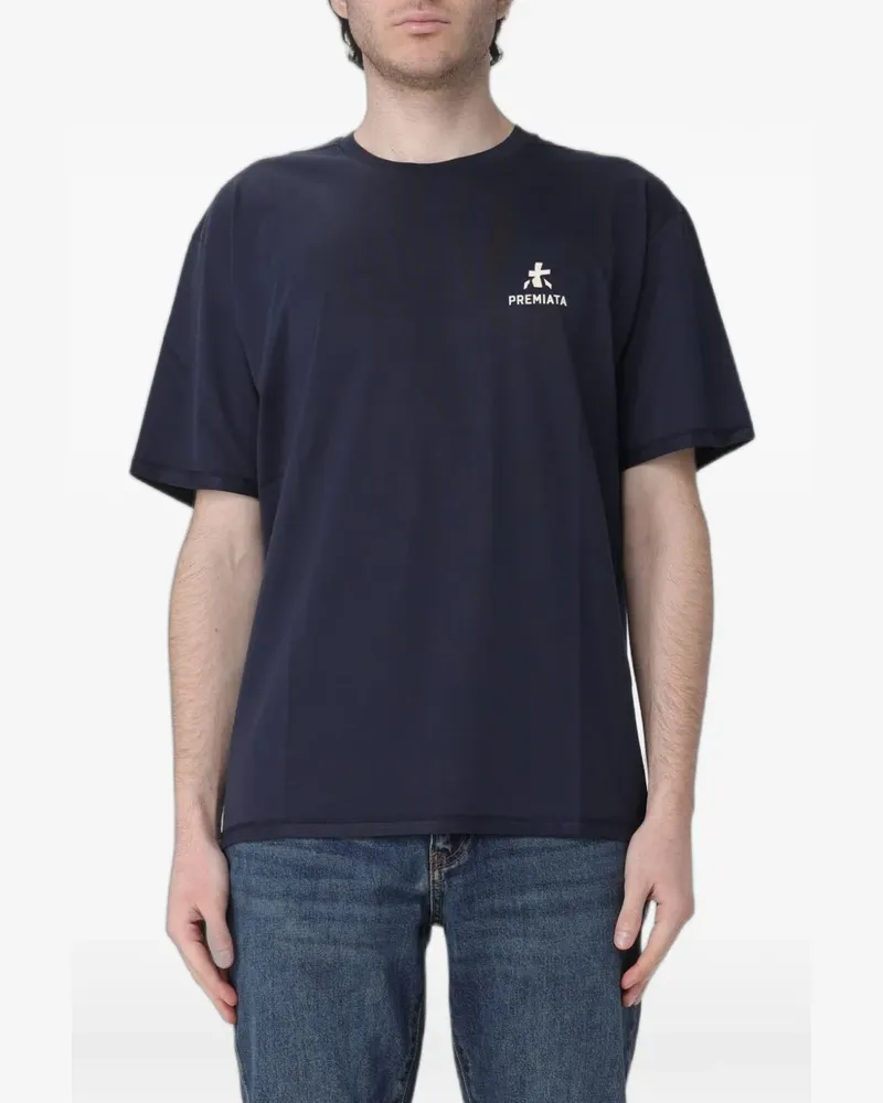 Premiata logo-print cotton T-shirt - Blau Blau