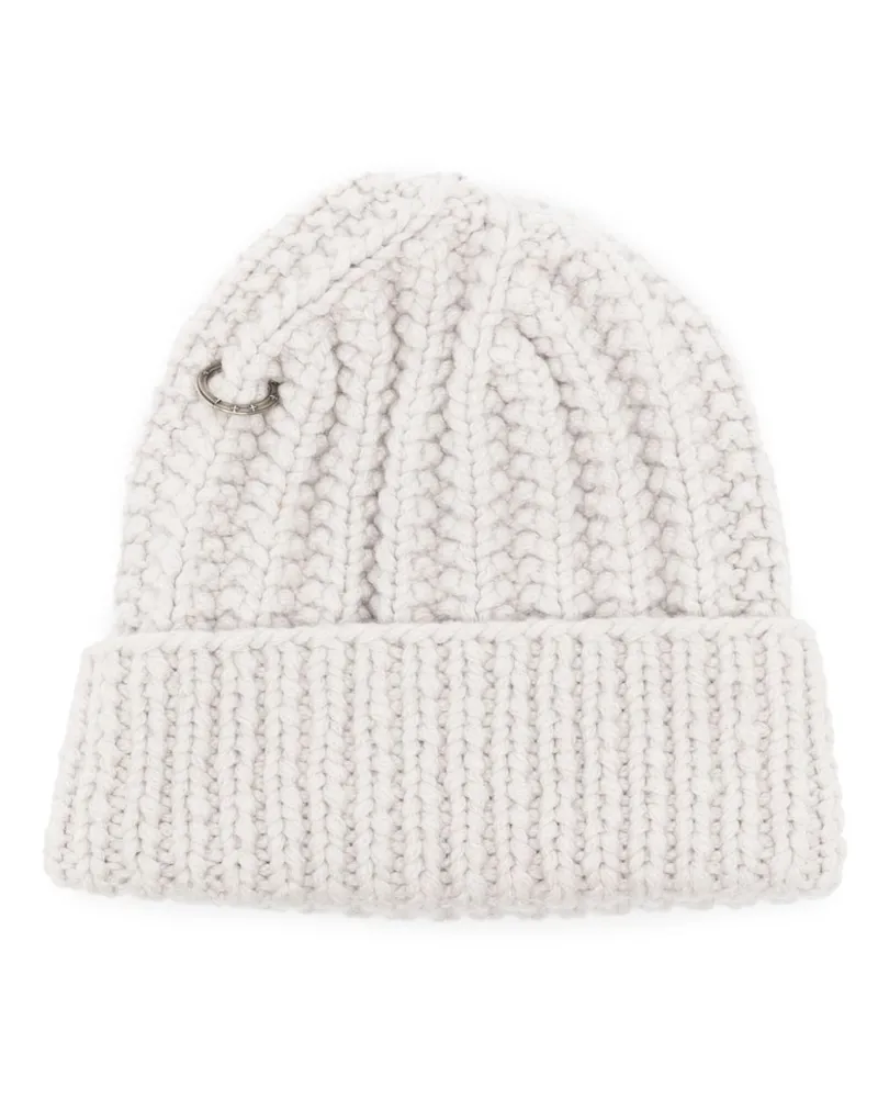 WERKSTATT:MÜNCHEN ring-detail ribbed beanie - Grau Grau