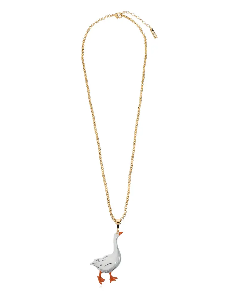 Moschino goose-pendant necklace - Gold Gold