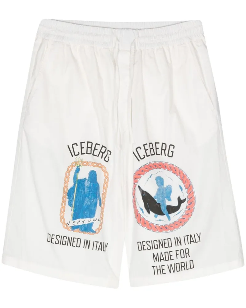 Iceberg Shorts mit Roma-Print Weiß