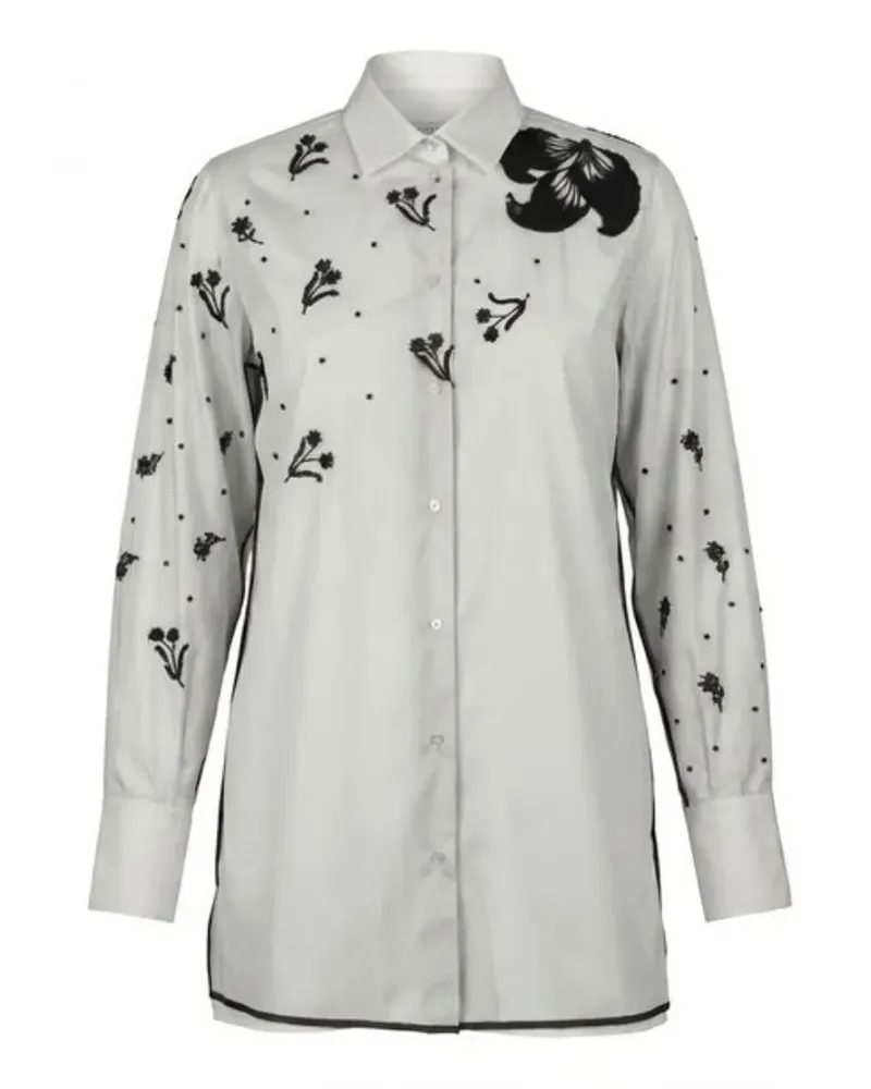 Valentino Garavani sequin-embellished floral-embroidered shirt - Grau Grau