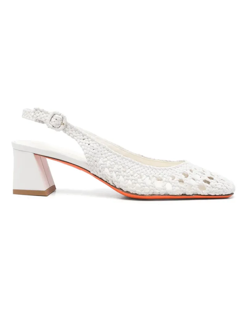Santoni Gewebte Slingback-Pumps - Weiß Weiß