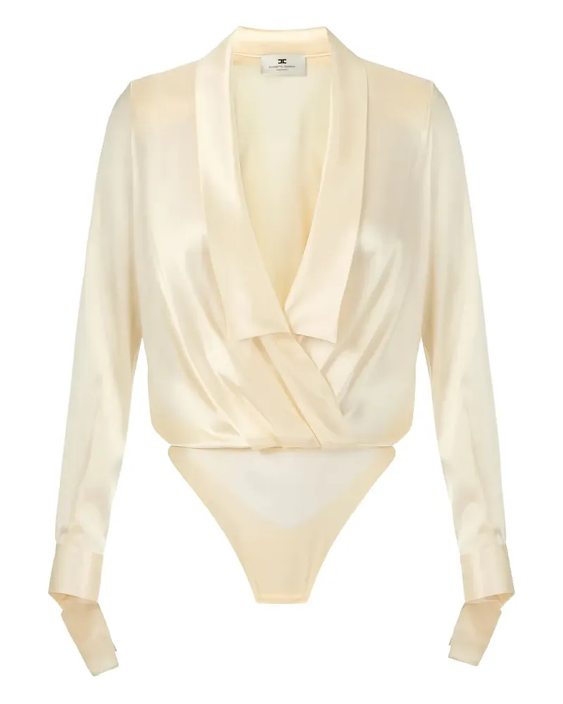Elisabetta Franchi Satin-Body mit Schalkragen - Nude Nude