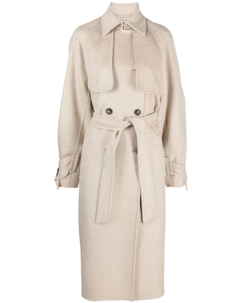 Max Mara Kaschmir-Mantel mit Gürtel - Nude Nude
