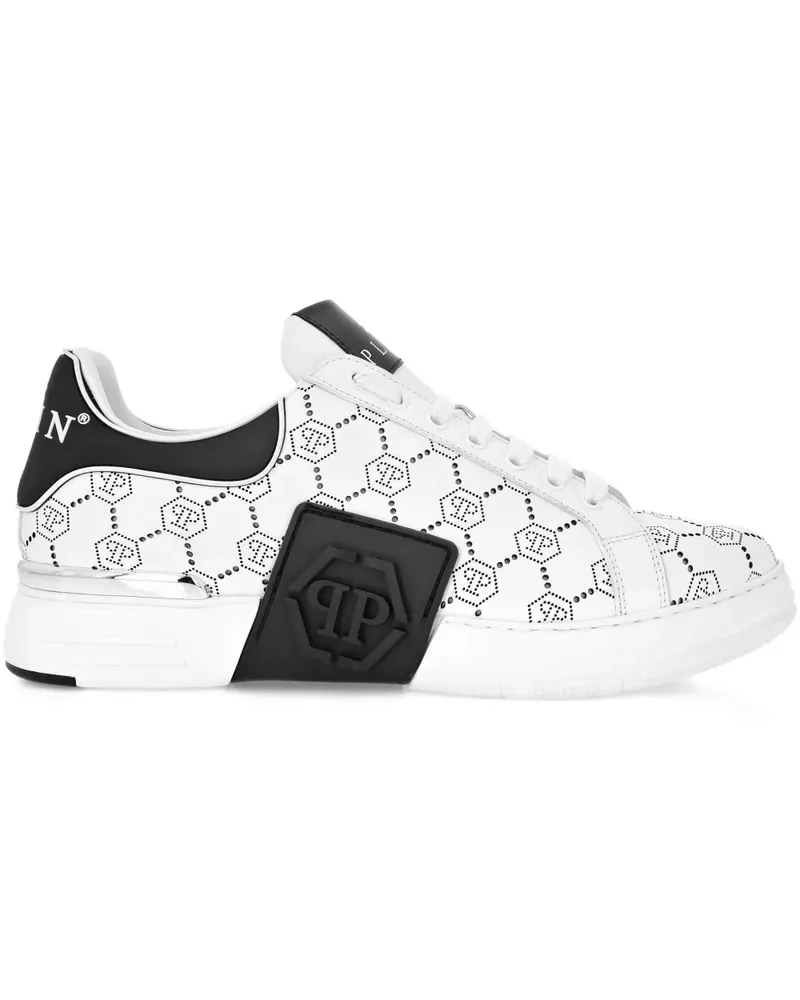 Philipp Plein Phantom Kicks Sneakers mit Monogrammmuster - Weiß Weiß
