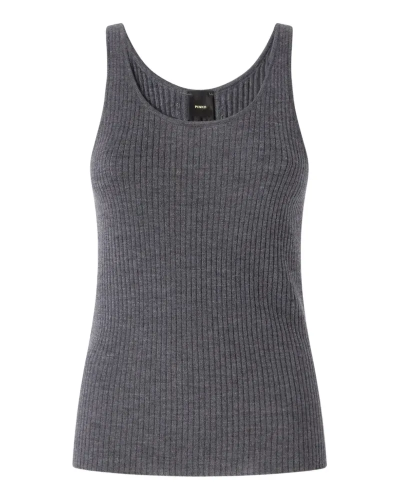 Pinko Geripptes Oberteil mit Logo-Patch - Grau Grau