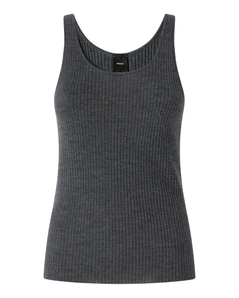 Pinko Geripptes Oberteil mit Logo-Patch - Grau Grau