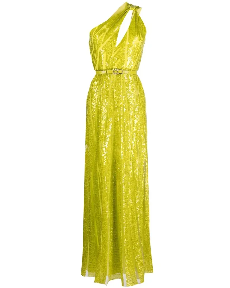 Elie Saab Bestickte One-Shoulder-Robe - Grün Grün
