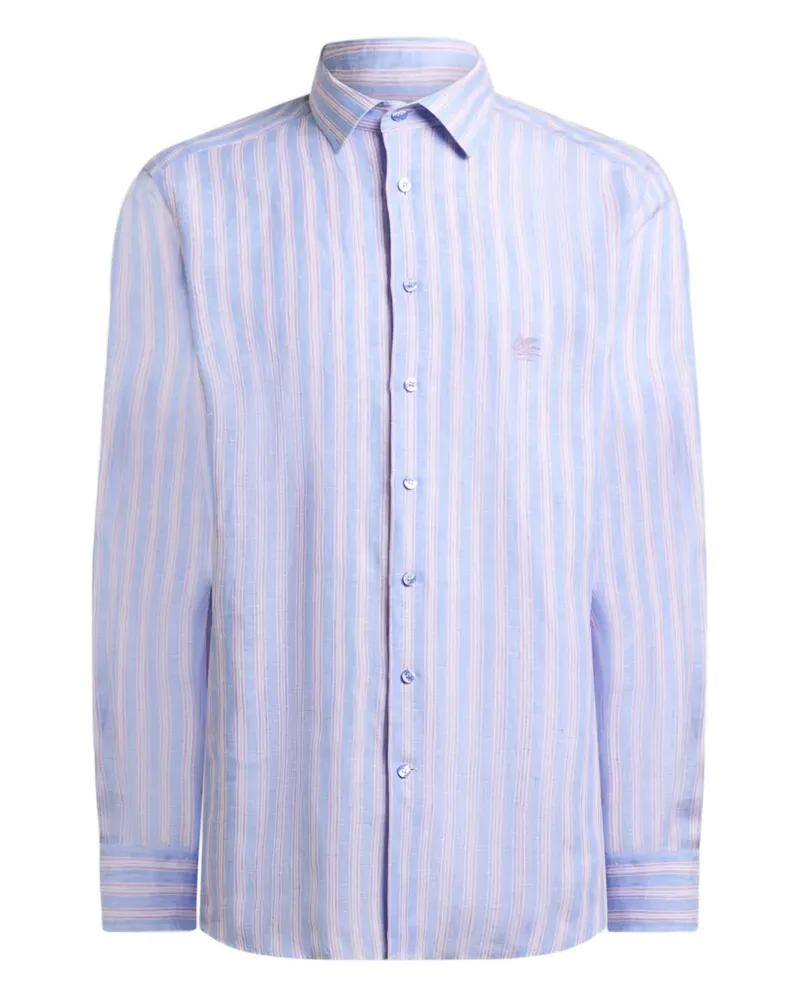 Etro Gestreiftes Hemd aus Leinen - Blau Blau