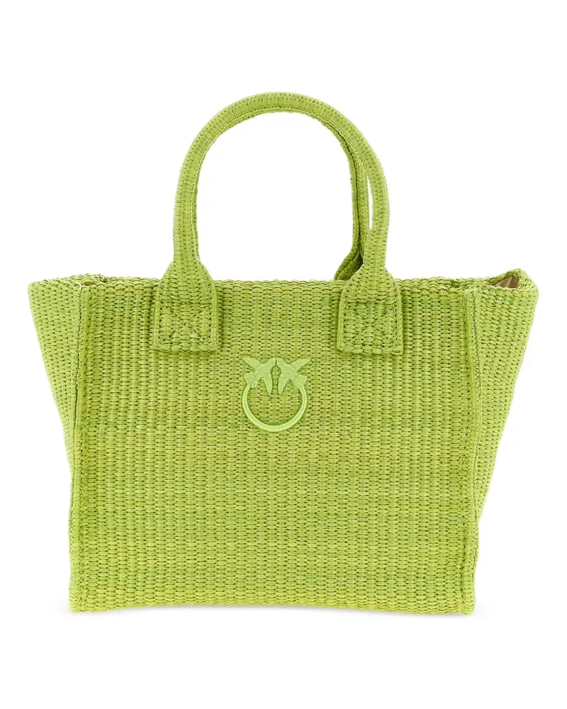 Pinko Gewebter Love Birds Tote Bag mit Diamanten - Grün Grün