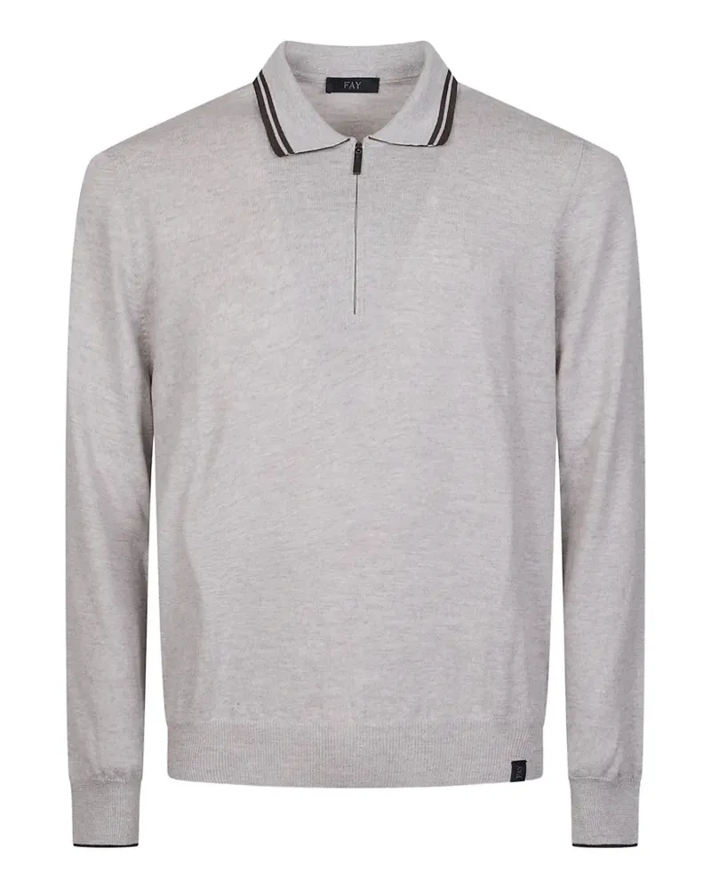 Fay tipped quarter-zip polo shirt - Grau Grau