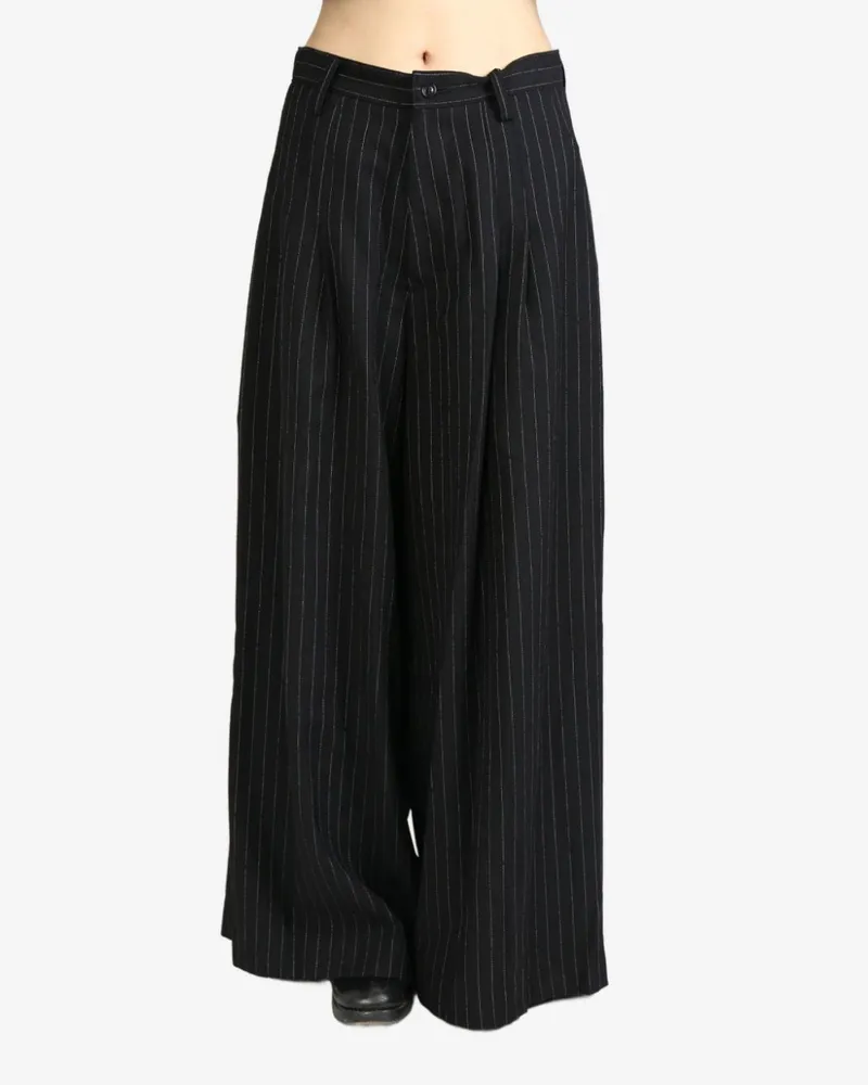 Yohji Yamamoto Weite Hose mit Nadelstreifen - Schwarz Schwarz