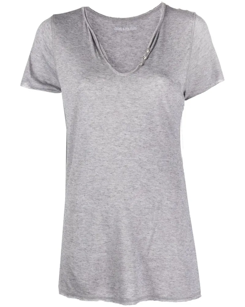 Zadig & Voltaire T-Shirt mit Knöpfen in Sternform - Grau Grau