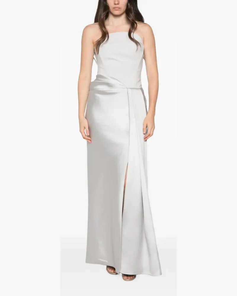 Solace London Drapiertes Seri Maxikleid ohne Träger - Silber Silber