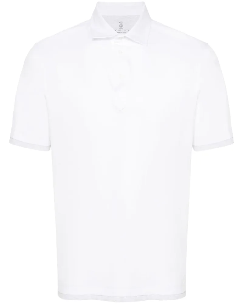 Brunello Cucinelli Poloshirt mit Kontrastdetail Weiß