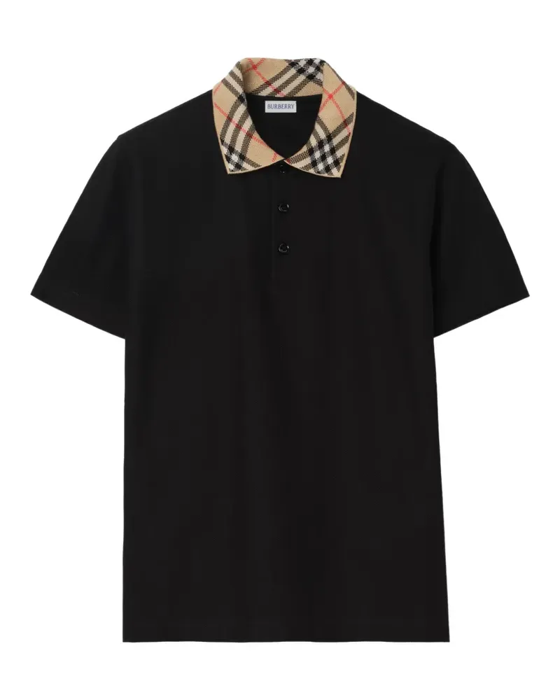 Burberry Poloshirt mit Check-Kragen - Schwarz Schwarz
