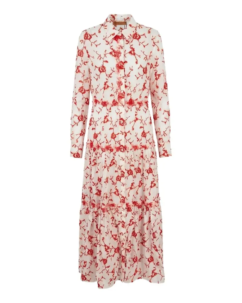Ermanno Scervino floral-embroidered tiered dress - Weiß Weiß