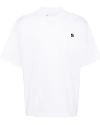 Sacai T-Shirt mit Logo-Stickerei Weiß