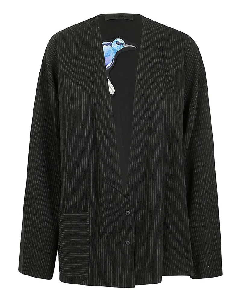 Maria Calderara pinstriped pocket jacket - Schwarz Schwarz