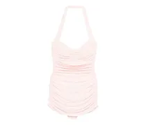 Geraffter Bill Mio Neckholder-Badeanzug - Rosa