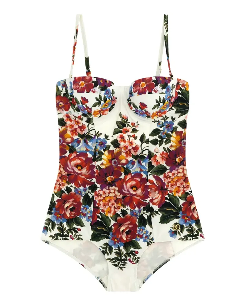 Dolce & Gabbana flower-print swimsuit - Weiß Weiß