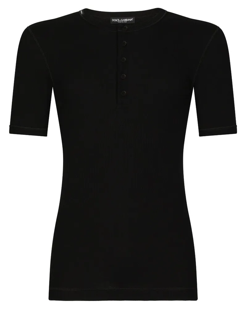 Dolce & Gabbana T-Shirt mit Knopfleiste - Schwarz Schwarz