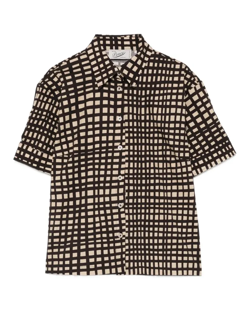 PENCE Laura check-pattern short-sleeve shirt - Schwarz Schwarz
