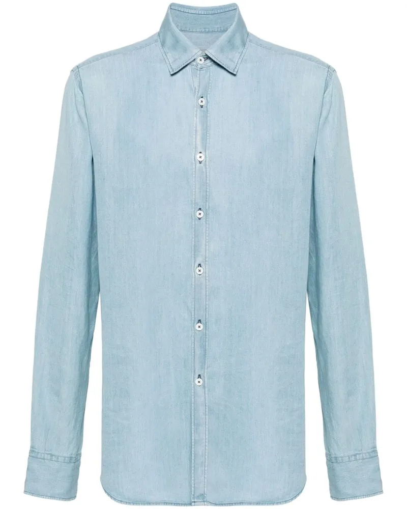Canali Langärmeliges Jeanshemd - Blau Blau