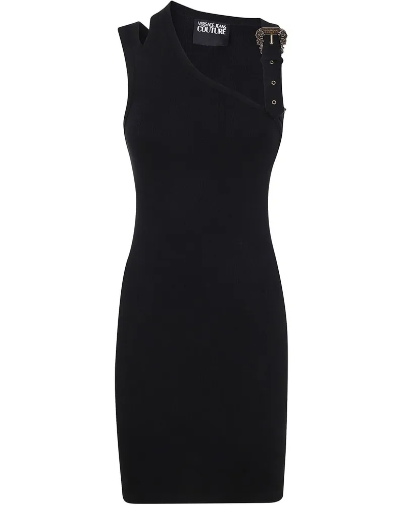 Versace Jeans Midikleid mit Logo-Schnalle - Schwarz Schwarz