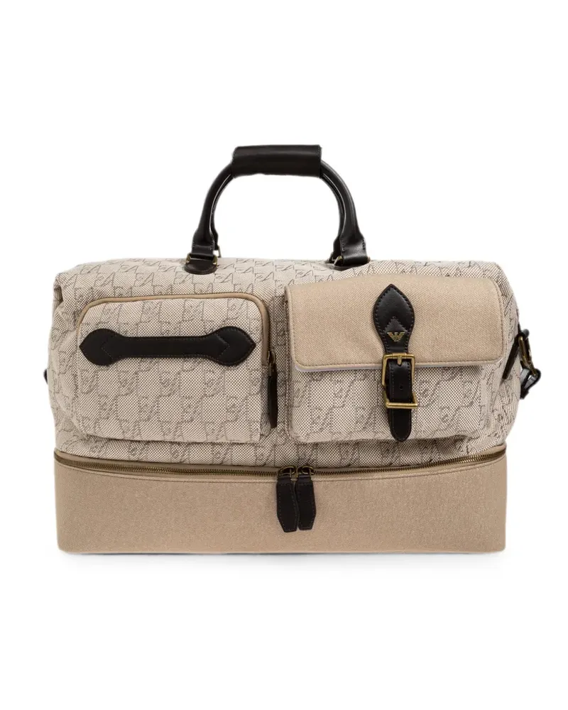 Emporio Armani monogram-print holdall - Nude Nude