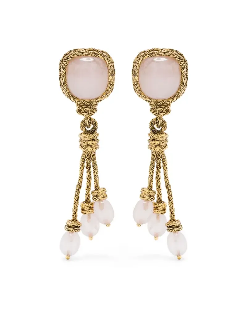 Aurélie Bidermann Miki Rose Quartz earrings - Gold Gold
