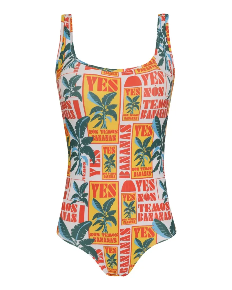 Amir Slama Badeanzug mit tropischem Print - Weiß Weiß