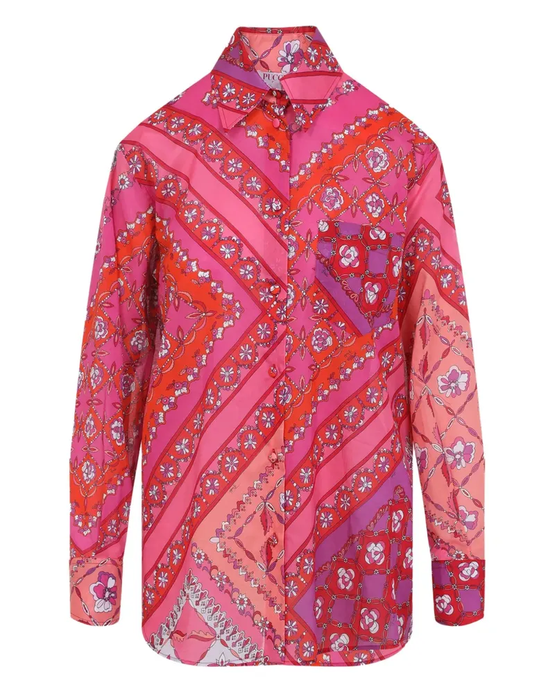 Emilio Pucci Hemd im Patchwork-Look mit Blumen - Rosa Rosa