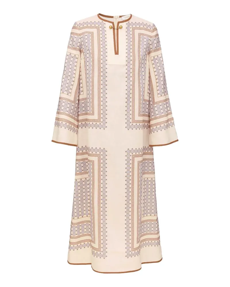 Zimmermann geometric-patterned tunic midi dress - Nude Nude
