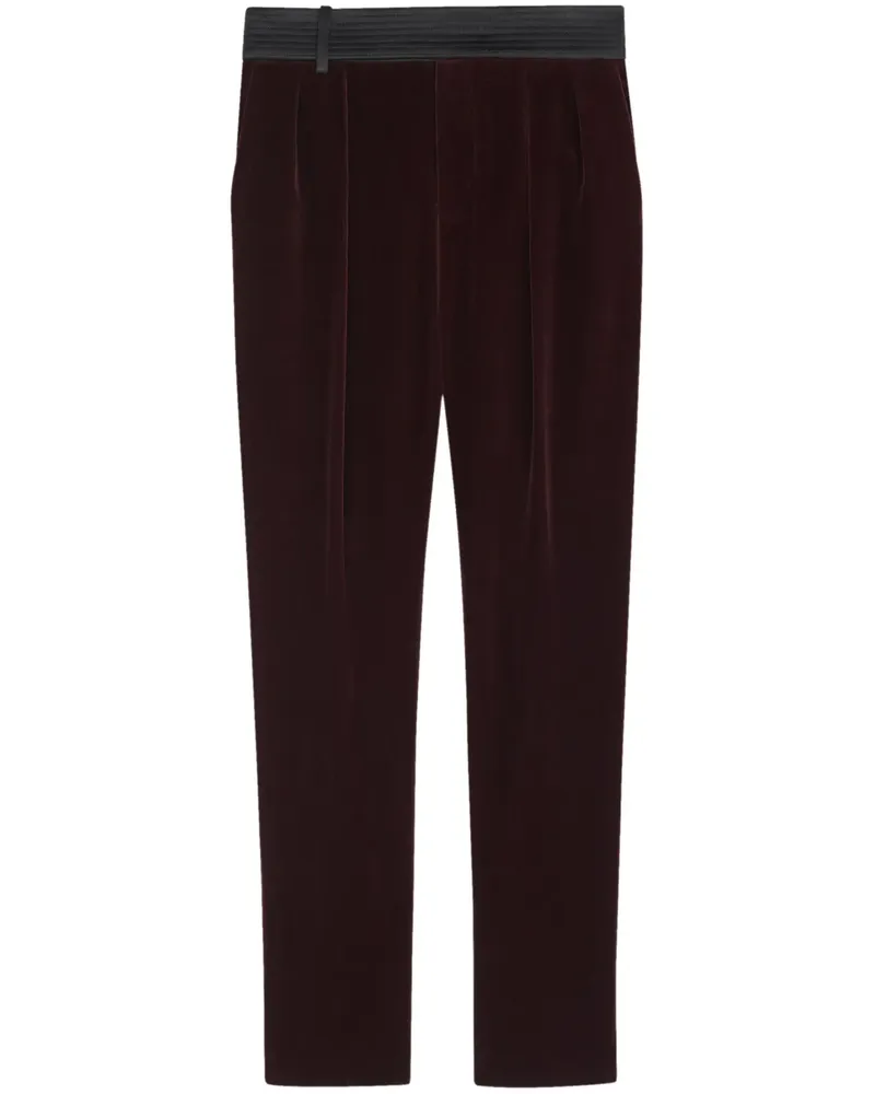 Saint Laurent Schmale Hose in Samtoptik - Schwarz Schwarz