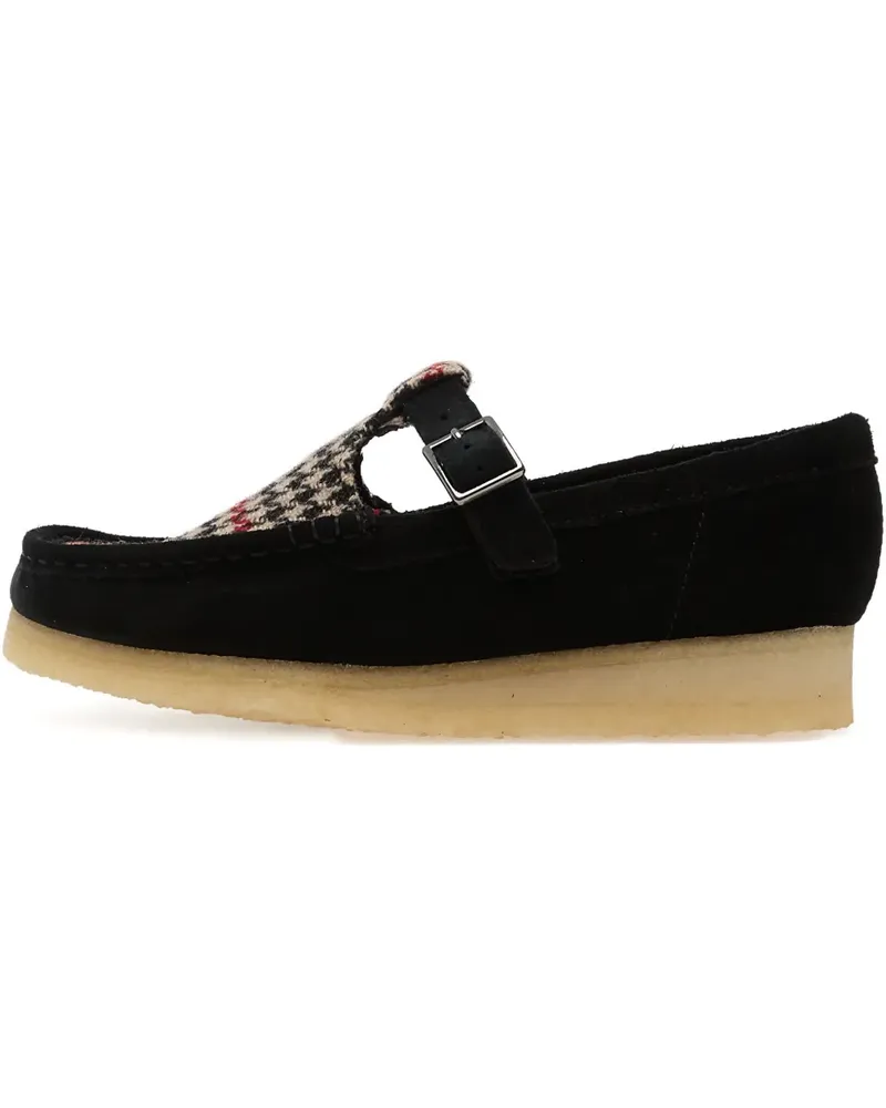 Clarks T-Bar Wallabee Sneakers mit Hahnentrittmuster - Schwarz Schwarz