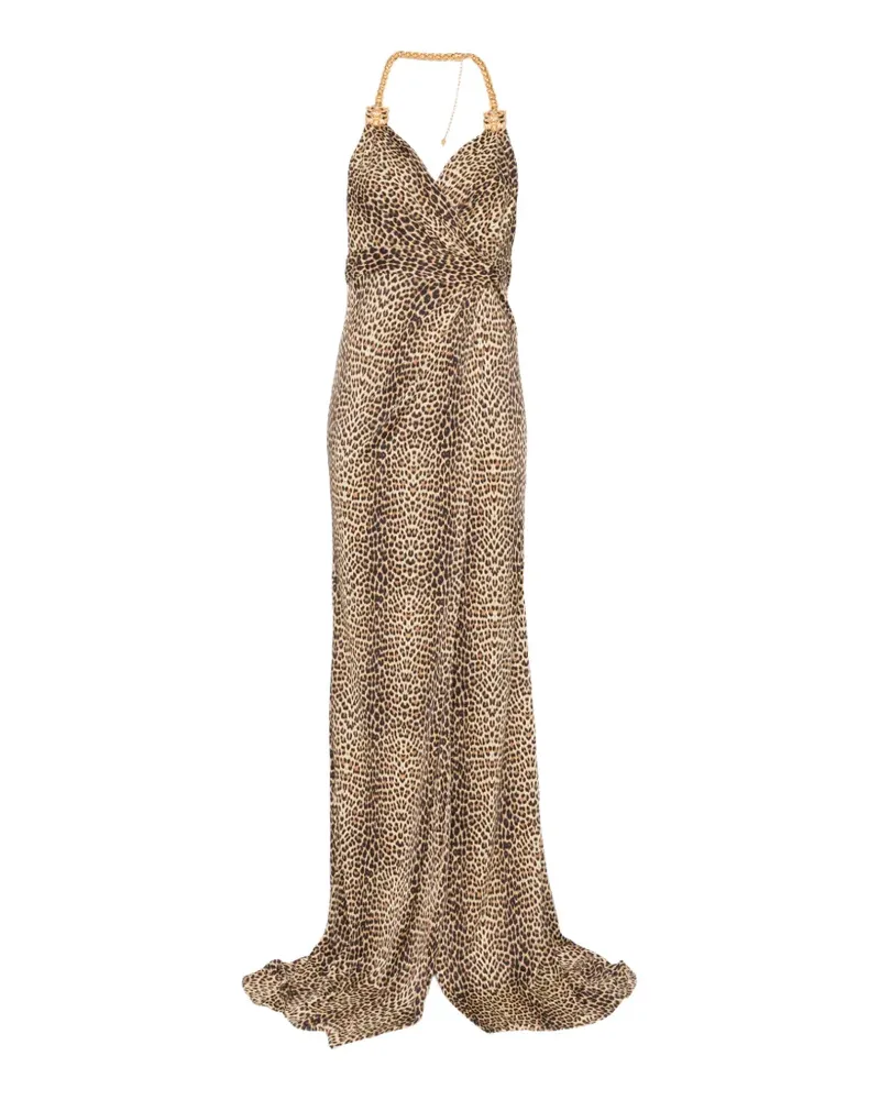 Roberto Cavalli chain-strap leopard-print maxi dress - Nude Nude