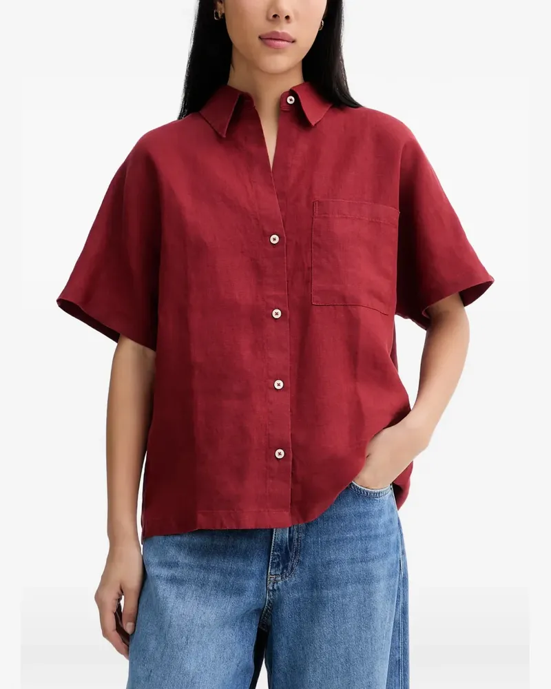 Marc O'Polo short-sleeve patch-pocket linen shirt - Rot Rot
