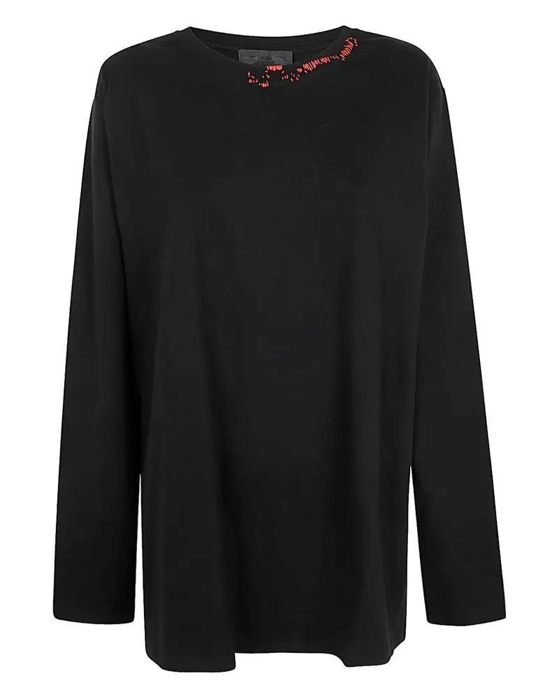 Maria Calderara bird-appliqué top - Schwarz Schwarz