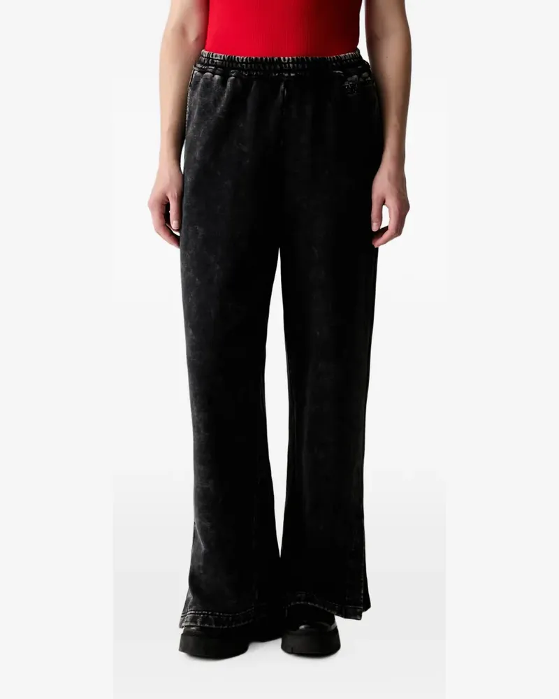 Karl Lagerfeld acid-wash logo-embroidered track pants - Schwarz Schwarz