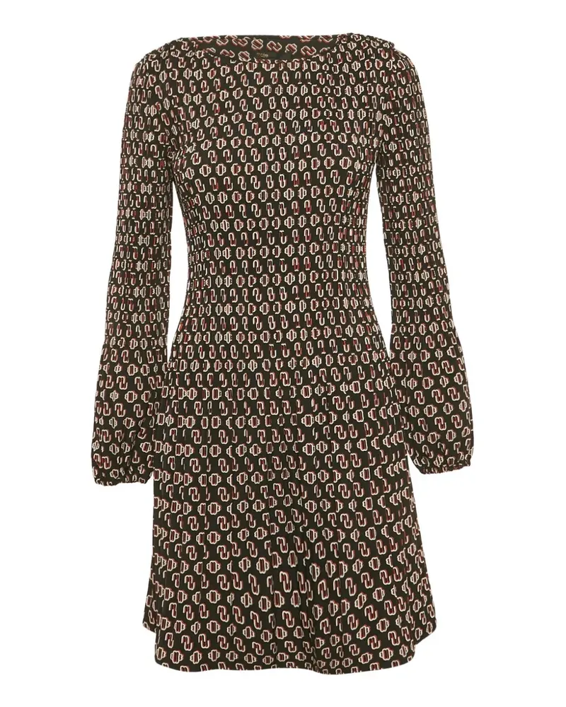 Maje logo-detail pattern midi dress - Schwarz Schwarz
