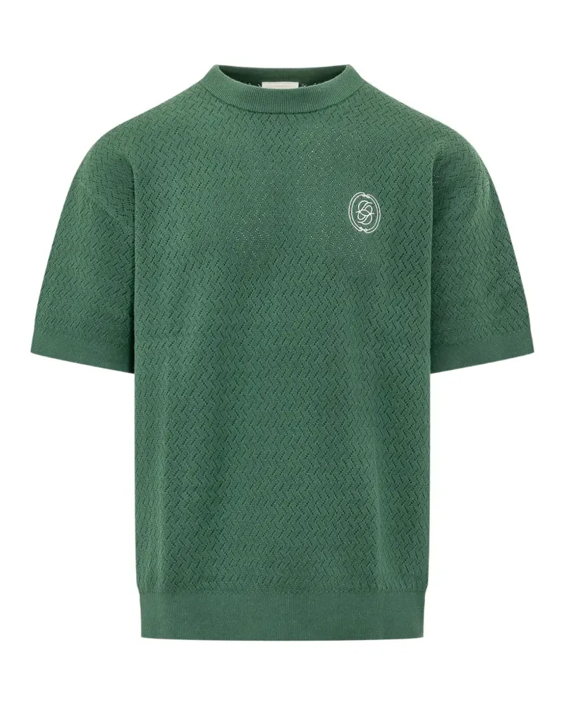 Drôle de Monsieur Funny Openwork logo-embroidered T-shirt - Grün Grün
