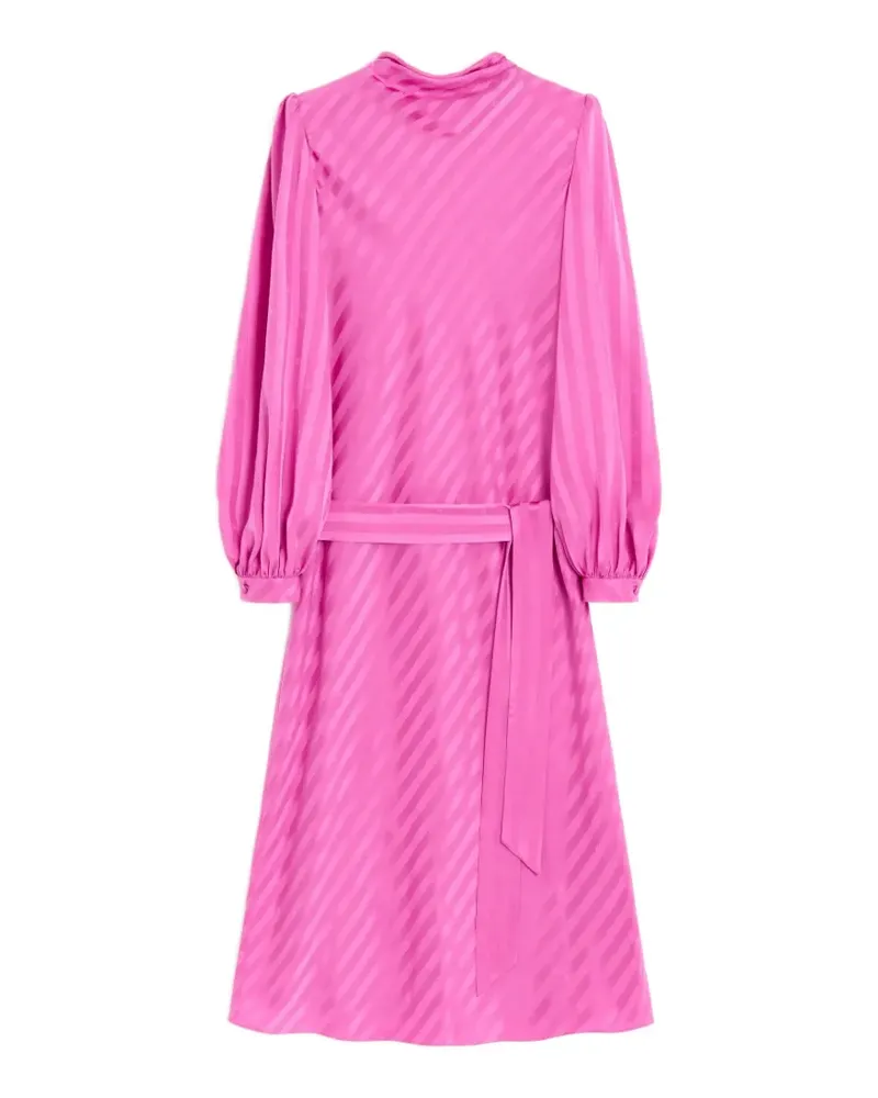 Valentino Garavani midi dress in shiny-matte jacquard with logo-stripe - Rosa Rosa