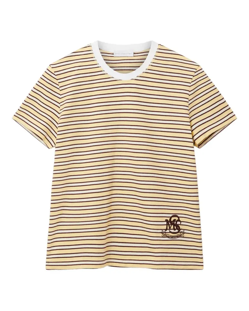 Stella McCartney striped logo-patch T-shirt - Gelb Gelb