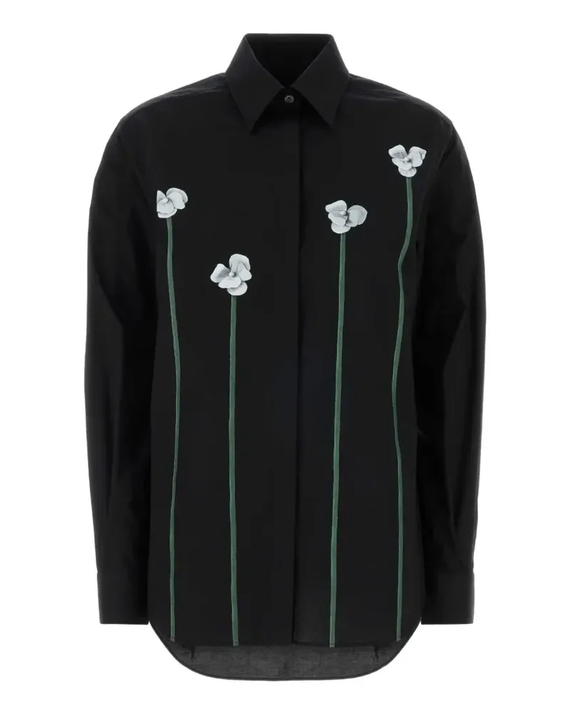 Moschino floral-appliqué shirt - Schwarz Schwarz