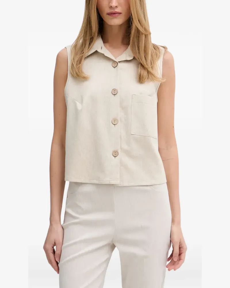 Joseph Ribkoff button-up sleeveless top - Nude Nude