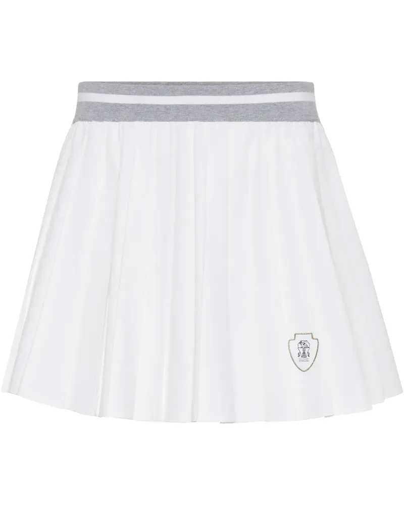 Brunello Cucinelli Faltenrock mit Logo-Patch - Weiß Weiß