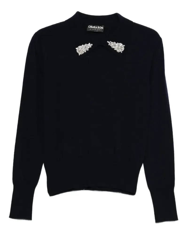 Chiara Boni Kaschmirpullover mit verziertem Kragen - Schwarz Schwarz