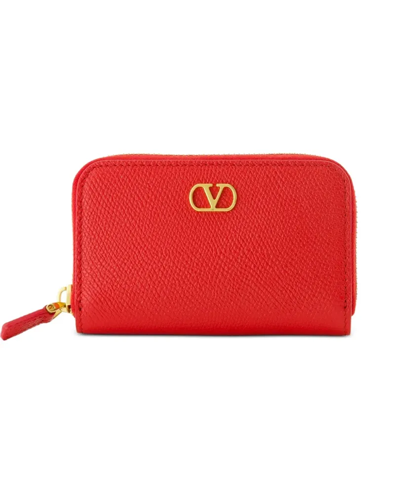 Valentino Garavani zipped grained leather wallet - Rot Rot