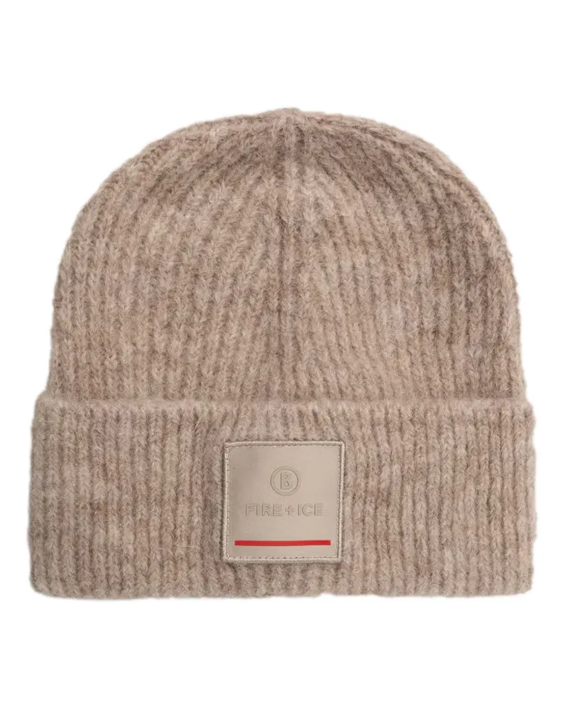 Bogner Fire & Ice Gerippte Beanie mit Logo-Patch - Nude Nude